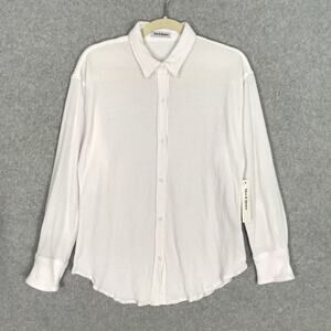 Theo Spence Shirt Womens XS White Button Gauze‎ Knit Classic Capsule Preppy